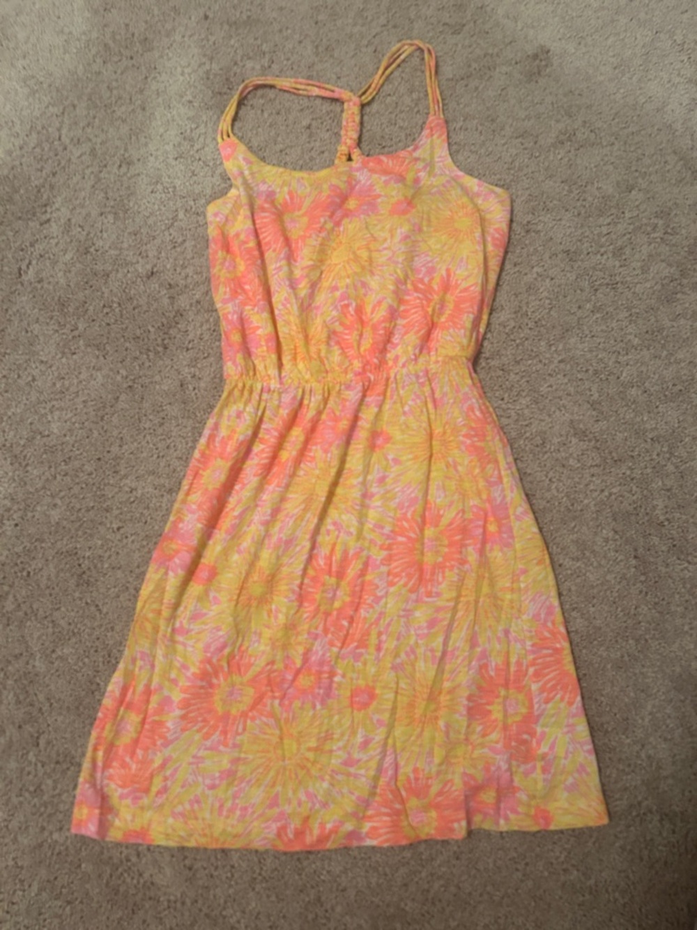 Lilly Pulitzer Sleeveless Floral Sundress in Yellow & Coral Pink XS